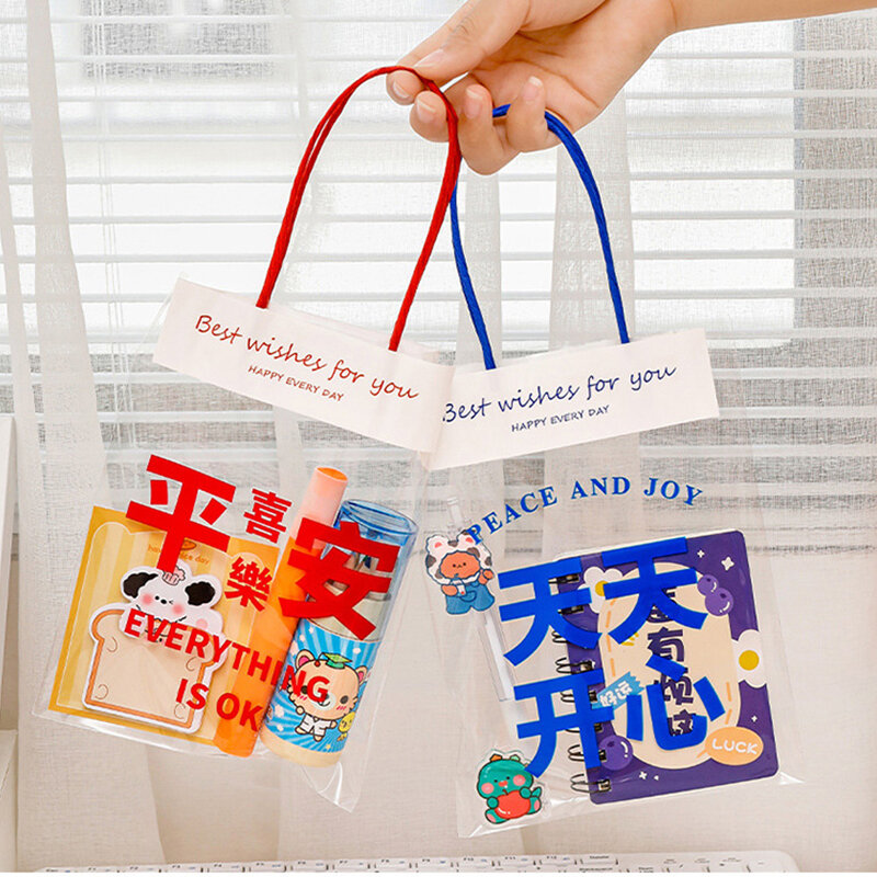 Sacchetto regalo creativo Mini sacchetto regalo divertente trasparente con manico orecchini gioielli collana sacchetto di imballaggio sacchetto di imballaggio in plastica