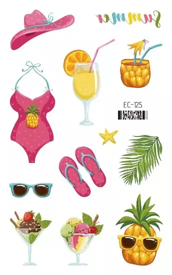 12 lembar Hawaii pesta Aloha tato sementara stiker tahan air Flamingo tropis pesta Luau musim panas pantai dekorasi ulang tahun