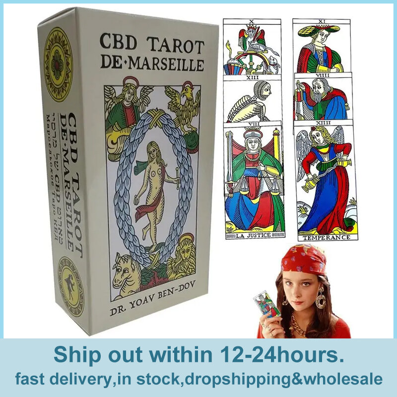 มาร์แซย์ Tarot Deck ภาษาอังกฤษเต็มรูปแบบรุ่น Magic Tarot Board เกมไพ่ทาโรต์สากล Mini Rider Tarot ด้วยคู่มือ Fate Card 78PCS