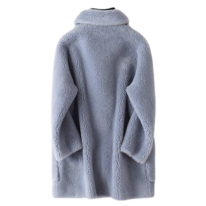 Mantel bulu asli wanita, mantel wol longgar panjang tebal Australia kualitas tinggi hangat elegan untuk musim dingin
