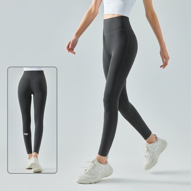 Legging olahraga dengan Logo, celana legging olahraga mulus, celana latihan Gym, celana legging Yoga lembut Lycra, garis pemalu, 20 warna
