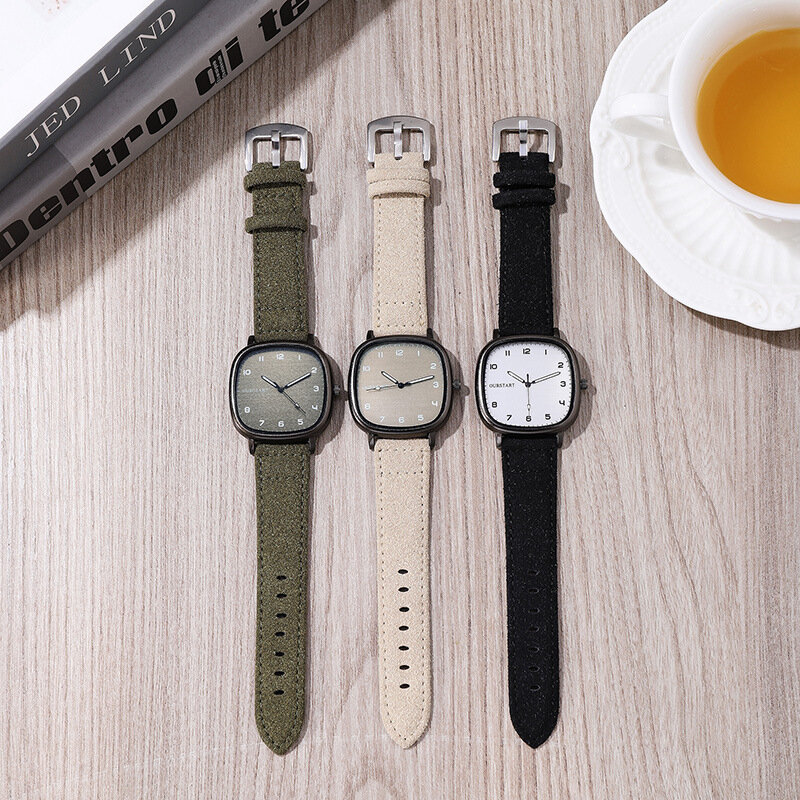 Vintage Square Dial Leather Belt Wristwatch Brand Quartz Watch Youth Student Watch Casual Fashion Men Women Gift Clock Wholesale