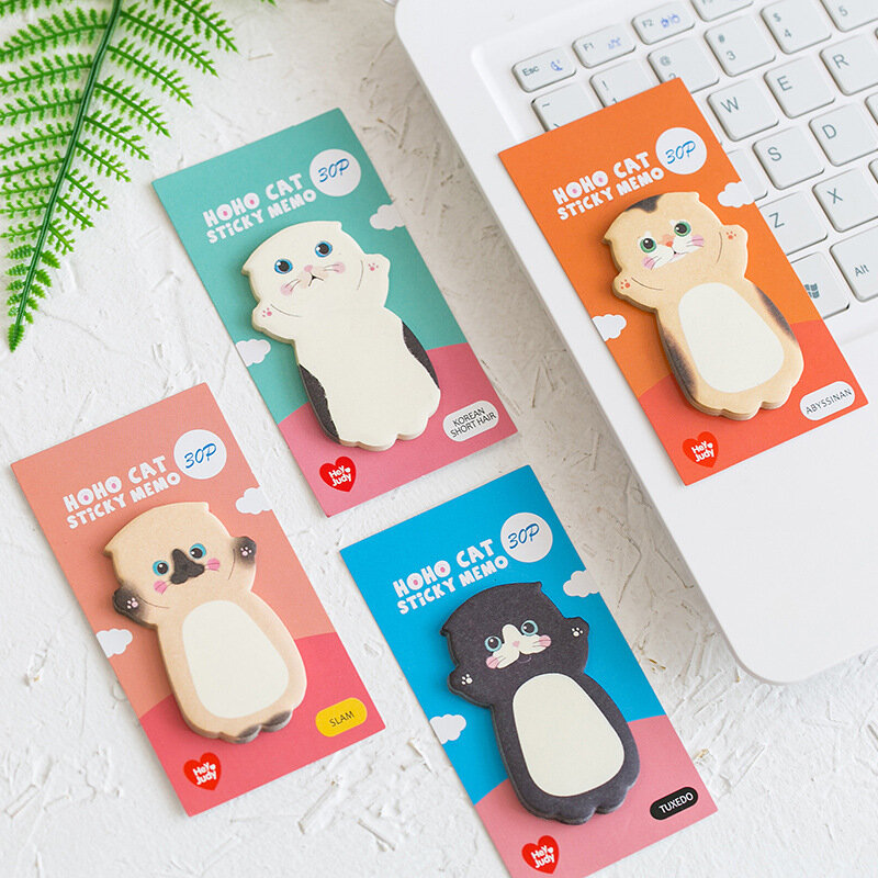 Cute Animal Mini Kitten Sticky Notes, Adesivos de presente para crianças ao mesmo tempo para escola e escritório, 60pcs
