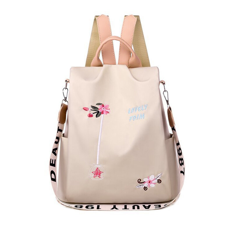 Backpack With Floral Embroidery With Floral Embroidery Best Choice For Going Shopping