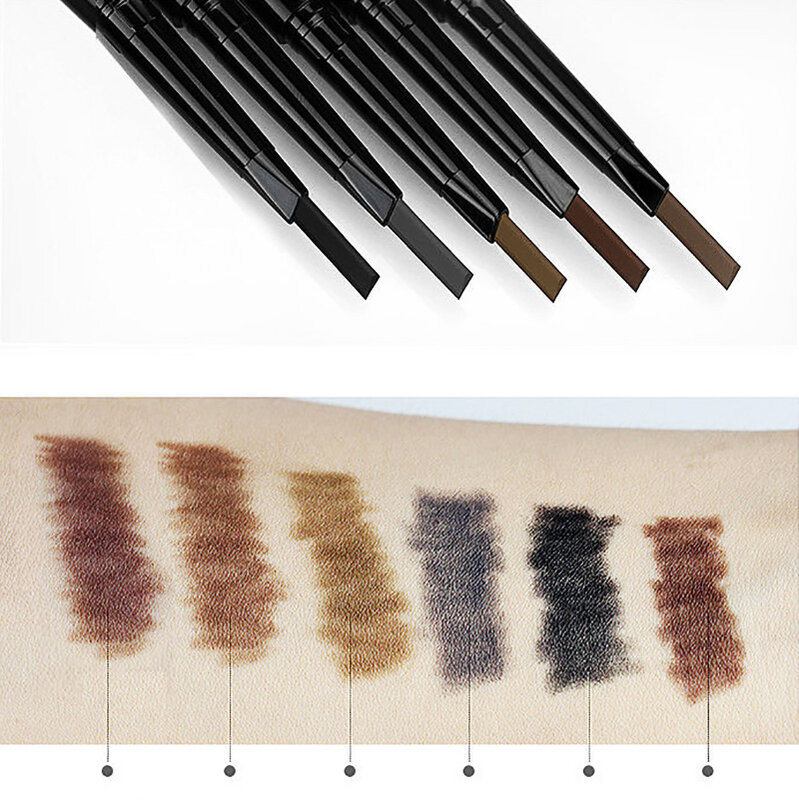 Eyebrow Pencil Automatic Rotation With Eyebrow Brush Not Easy to Smudge Waterproof Double Headed Eyebrow Pencil Spiral Brush