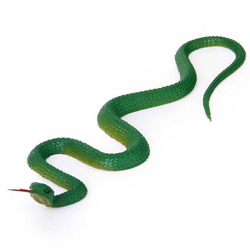 ของเล่นพลาสติกอ่อนนุ่มจำลองงูจำลองของเล่นปลายยางงู-สีเขียว