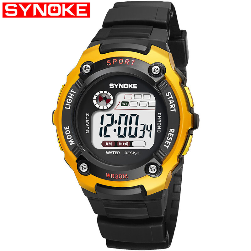 SYNOKE-reloj deportivo para niño y niña, pulsera Digital LED, resistente al agua, electrónico