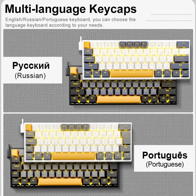 E-YOOSO z11 usb mechanische spiel kabel gebundene tastatur roter schalter 61 tasten gamer russisch brasilia nisch portugiesisch für computer pc laptop