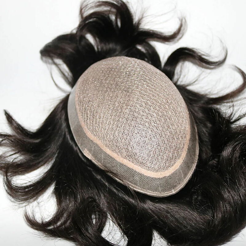 Парик для мужчин на шелковой основе, натуральный парик из натуральных волос, сменный капиллярный протез