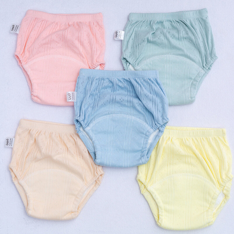 Celana pendek bayi, celana dalam latihan bayi, warna Solid, bisa dicuci, popok kain anak perempuan anak laki-laki, dapat digunakan kembali