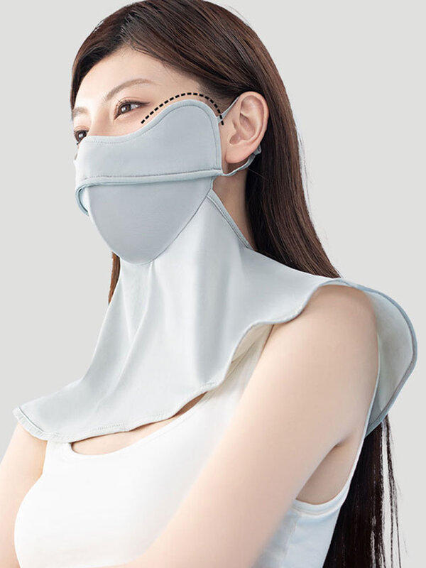 Máscara de proteção solar respirável feminina 5d, sem rasto, destacável, seda gelada, anti-ultravioleta, capa fina para rosto, verão, nova