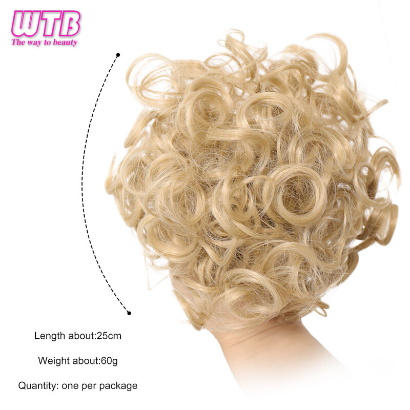 Messy Bun Hair Piece Curly Wavy Drawstring Ponytail Extensions for Brown Women Synthetic Clip on Hair Bun Hair Pieces