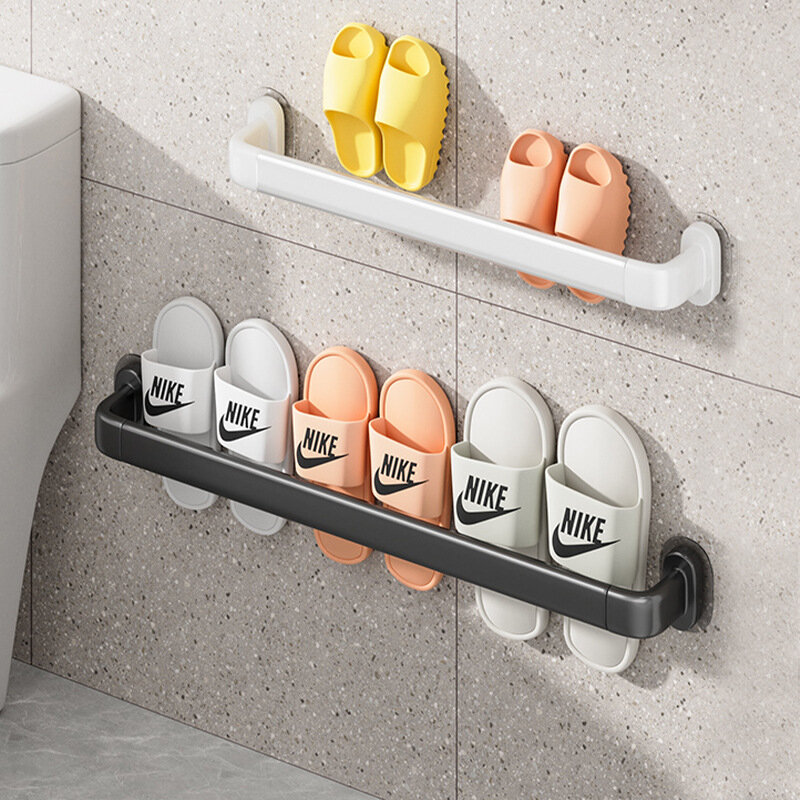 Bathroom Slipper Rack Wall-mounted Hole-free Bathroom Wall Toilet Shoes Draining Shelf Storage