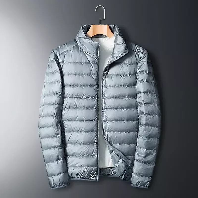 남성용 초경량 화이트 덕 다운 재킷, 방수 레저 야외, 휴대용 경량 코튼 패딩 재킷, 가을 및 겨울