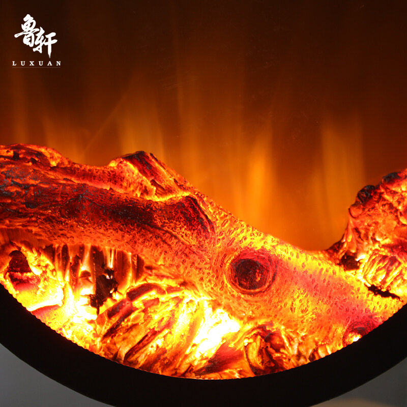 Custom European LED Simulated Flame Effect Fireplace 15 Inches Desktop Ornamental Round Electric Fireplace