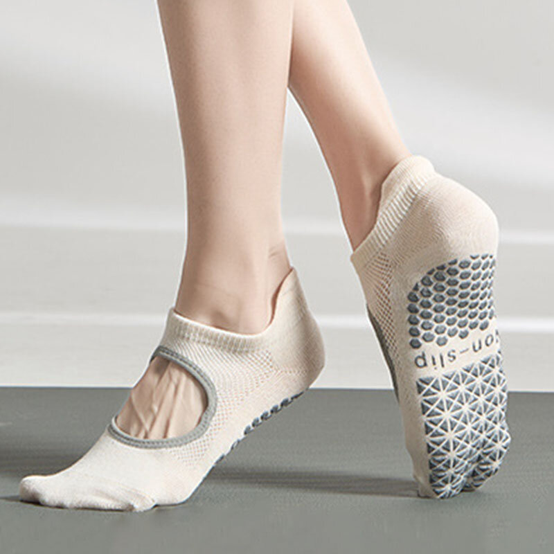 Calcetines de Yoga de silicona para mujer, antideslizantes, agarre de Pilates, calcetín de tobillo bajo
