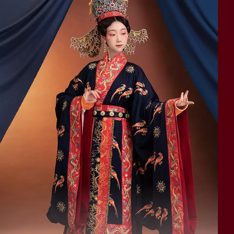 Personalizza abito da sposa tradizionale cinese donna Hanfu ricamo uccello regina della cina Song Dynasty Costume da principessa estetico