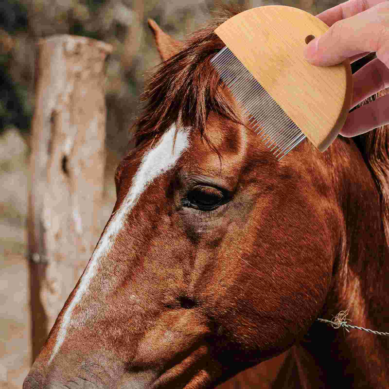 Szczotka do drewniany koń grzebień do włosów metalowa szczotka do włosów narzędzie do czyszczenia skrobak do pielęgnacji zwierząt
