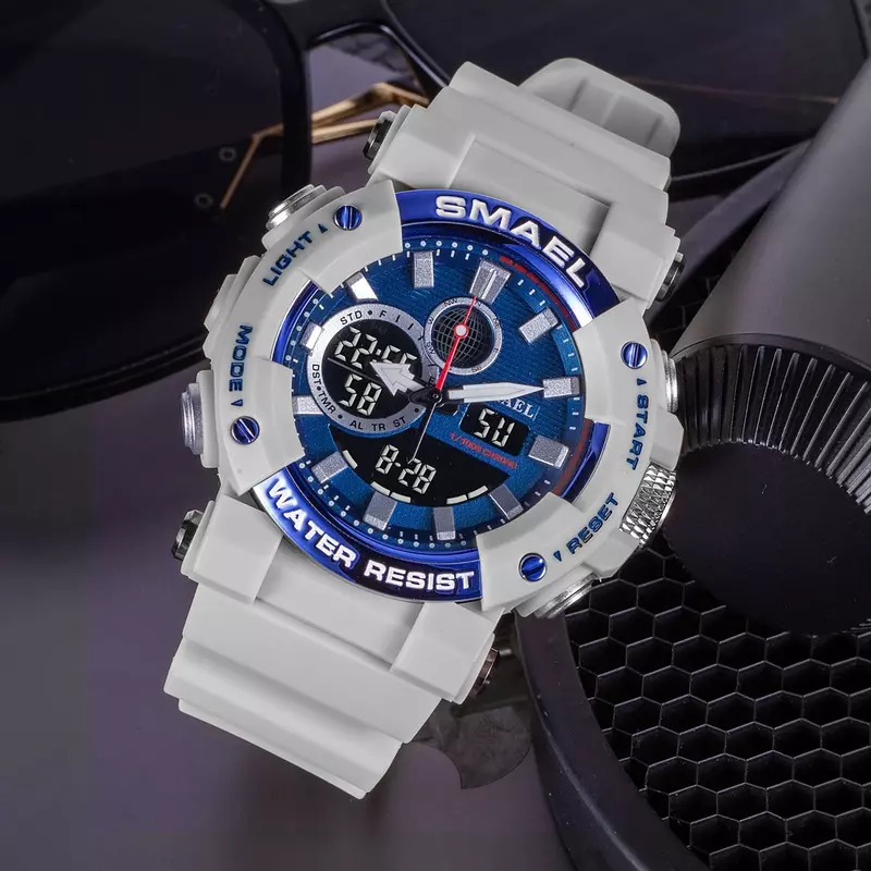 Smael Digitaluhr für Männer Mode Dual Time Display elektronische Sport Stoppuhr Datum Alarm Chronograph Quarz Armbanduhr männlich