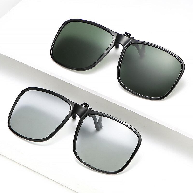 Gafas de sol polarizadas con Clip para hombre, lentes fotocromáticas de visión nocturna, cuadradas, Vintage