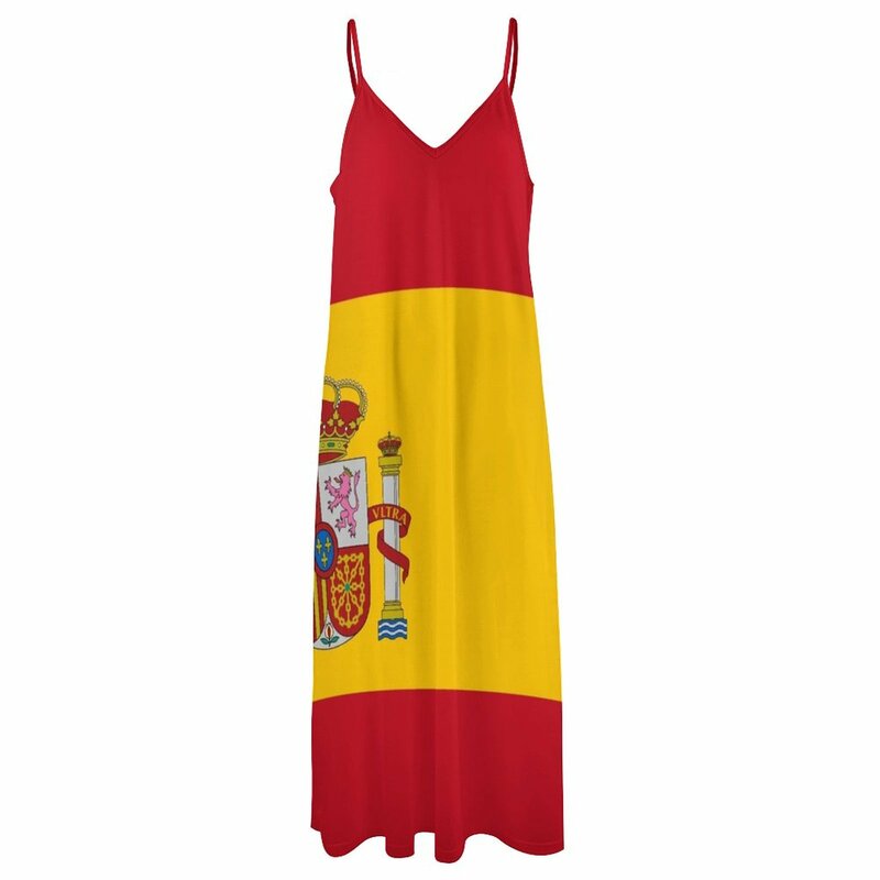 스페인 국기 민소매 드레스, 여성 긴 드레스, 여성 의류 드레스, 여름 2023, 여성 이브닝 드레스