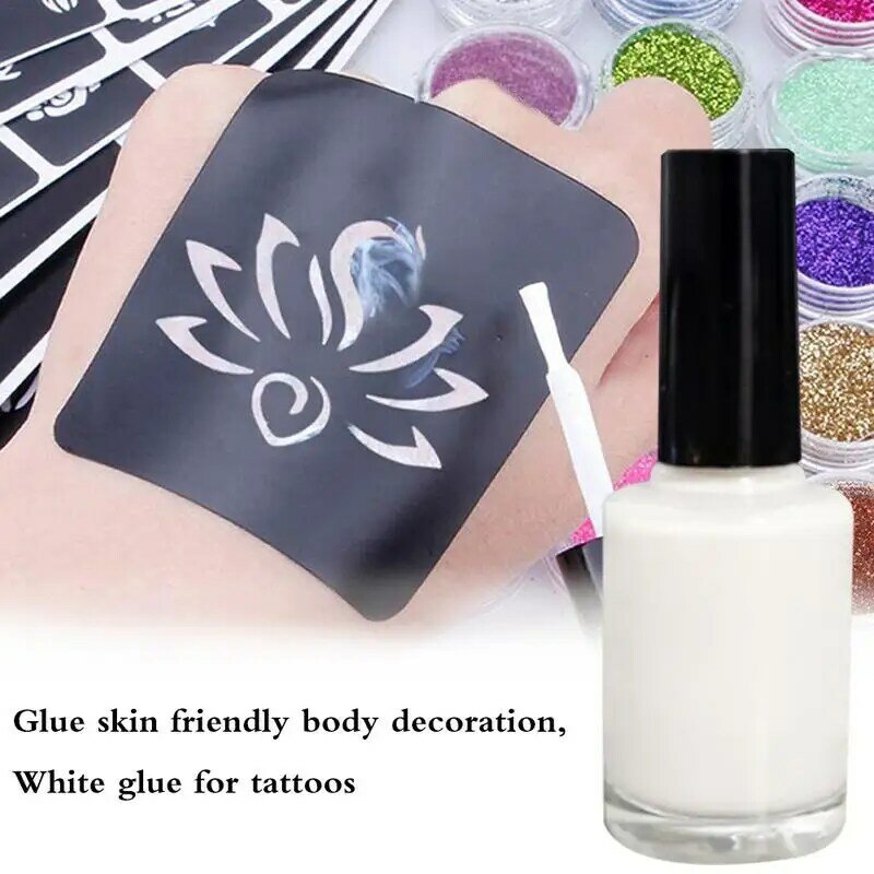 Pegamento de tatuaje colorido blanco de una sola vez, tintas de tatuaje blancas impermeables, suministro de plástico, pintura corporal, Gel brillante, herramientas de maquillaje, 15ml