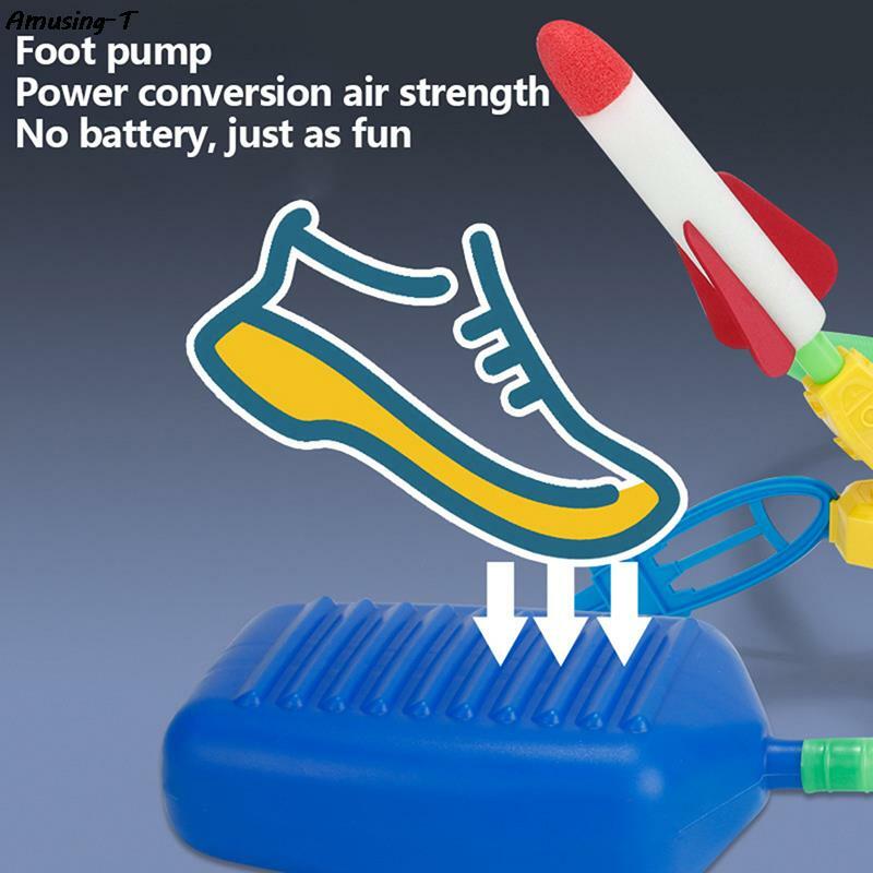 1Set Kid Air Rocket Foot Pump Launcher Toys Flash Rocket Launchers giochi a pedale gioco per bambini all'aperto giocattolo regalo per bambini