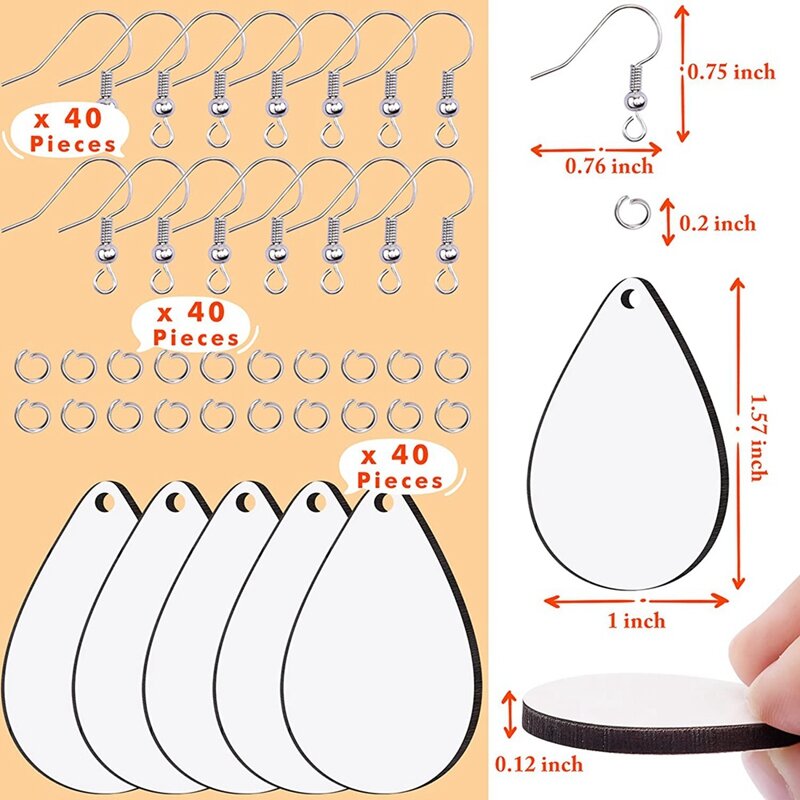 120 Pcs Sublimation Earring Blanks With Earring Hooks And Jump Rings For Women Girls