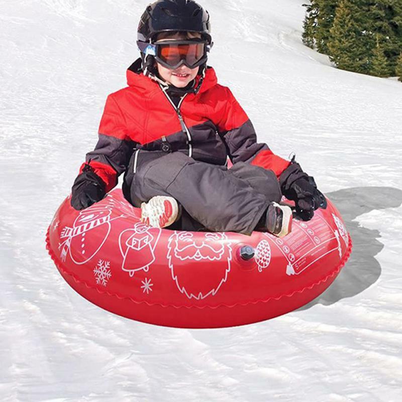 크리스마스 야외 두꺼운 풍선 스키 링 겨울 눈 장난감 성인 공기주입 스키 내한성 썰매 두꺼운 드래그 링
