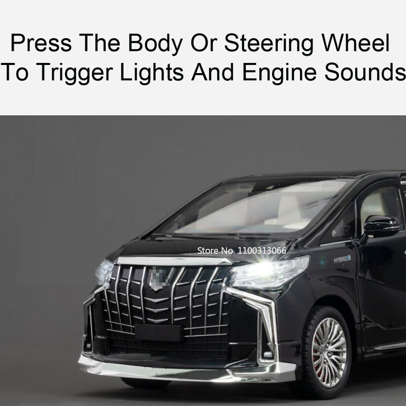 Modelo de coche Alphard MPV de aleación para niños, vehículo de juguete con luz de sonido, rueda extraíble, regalos de cumpleaños, 1/18