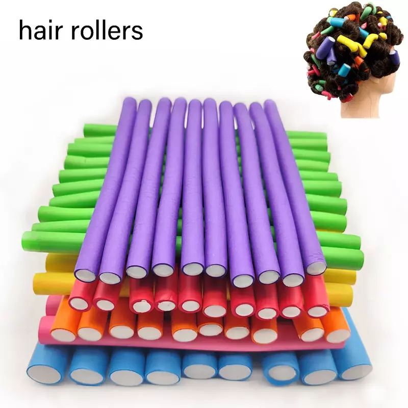 10pcs Flexible Hair Curling Rod Hair Curler Makers Soft Foam Bendy Twist Curls Flexi Rollers Styling Tools Hair Roller No Heat