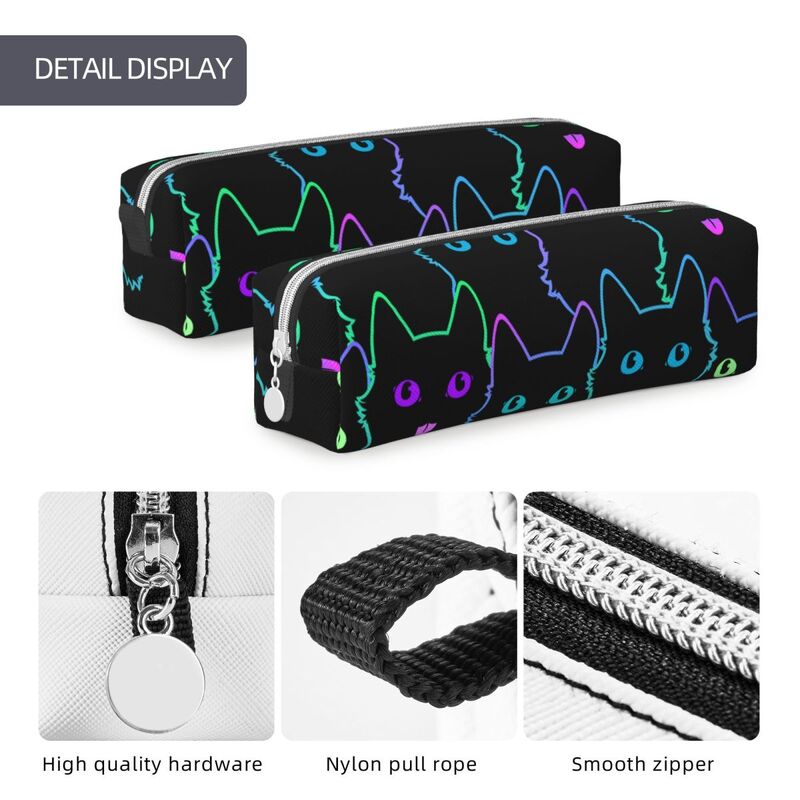 Colorful Cat Silhouettes Pencil Case Cartoon Black Cats Pencilcases Pen Holder for Student Big Capacity Bags Students School