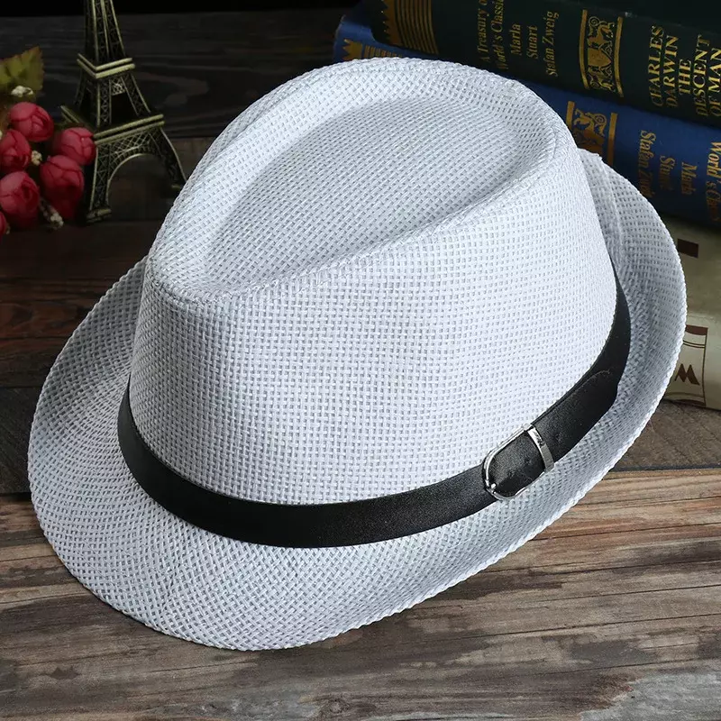 Шляпа от солнца в стиле унисекс с черным ремешком, летняя пляжная шляпа от солнца для мужчин, складываемая мягкая дорожная шапка от солнца, соломенная шляпа с широкими полями, кепки