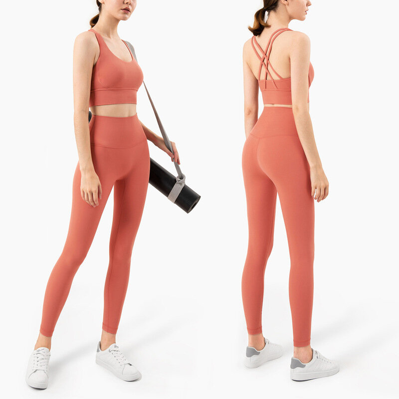 Vnazvnasi-Conjunto de Yoga para mujer, mallas y Tops de Fitness, trajes deportivos, ropa de gimnasio, Leggings de sostén sin costuras para Yoga, Tops y pantalones para correr, 2023