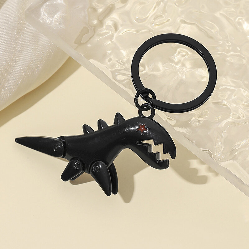 Black Metal Dinosaurier Schlüssel bund Anhänger Tyranno saurus Rex Schlüssel ring Füße können Rucksack Charms Auto tasche Schmuck Zubehör Geschenke bewegen