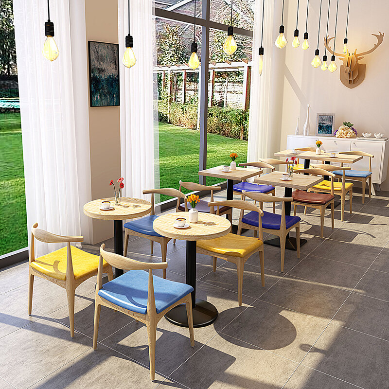 Mesa y silla de restaurante de tema fresco pequeño Simple, cafetería, combinación de mesa y silla de catering