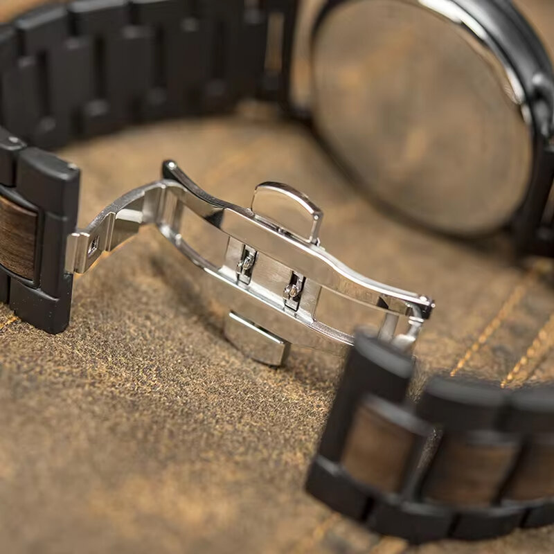 Orologi da polso al quarzo da uomo, orologio analogico impermeabile con calendario con cinturino in legno, miglior regalo per compleanno/anniversario, braccialetto