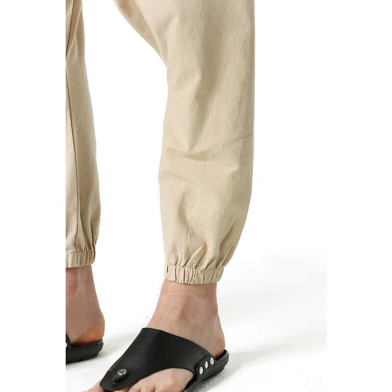 Pantalones elásticos con bolsillos grandes para hombre, pantalón informal para fiesta al aire libre, primavera y otoño, novedad de 2024