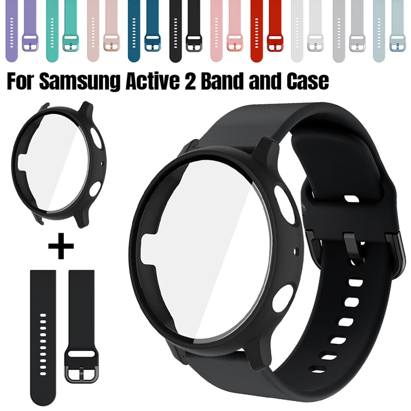 Bracelet et étui pour Samsung Galaxy Watch Active 2, couverture de bande, pare-chocs pour Galaxy Watch 4, 5/6, 40mm, 44mm, housse de protection, 20mm