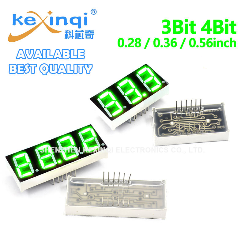 Affichage de chiffres LED verts, 0.28 pouces, 0.36 pouces, 0.56 pouces, 3 bits, 4 bits, cathode, anode, 8 figures, lumière d'affichage, tube numérique LED, 5 pièces