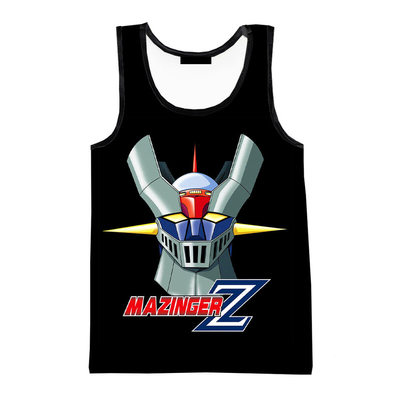 Camiseta sin mangas con estampado 3D de Robot Mazinger Z para hombre y mujer, chaleco de campaña con personalidad, ropa de gimnasio de gran tamaño para verano