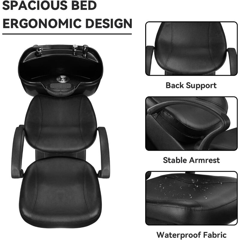 Кресло для парикмахерской, кресло из АБС-пластика для раковины и шампуня для спа-салона красоты (черное)