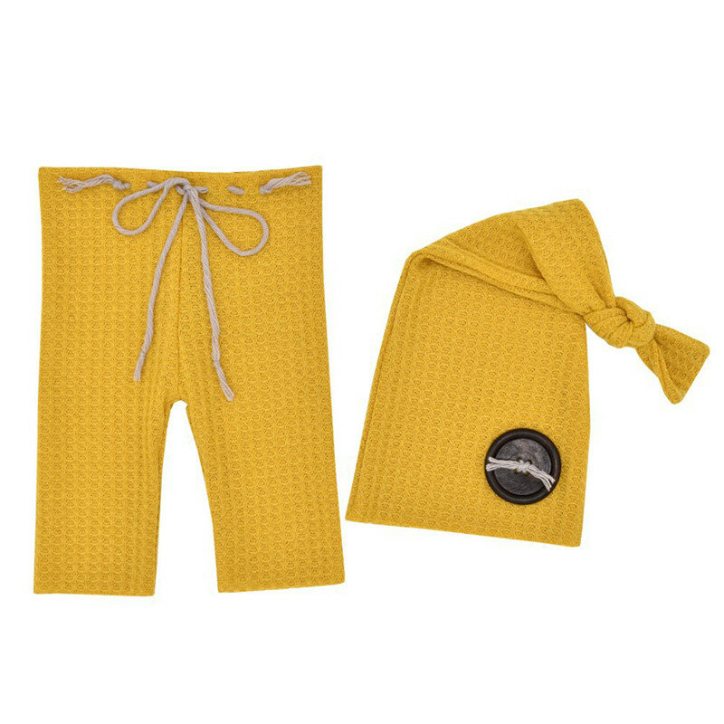 Pakaian Fotografi Baru Lahir Topi Simpul Atas + Celana 2 Buah/Set Alat Peraga Foto Bayi Laki-laki Perempuan Aksesori Studio Pakaian Menembak Baru Lahir