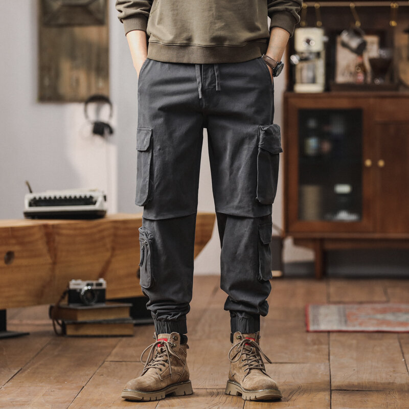 Casual multi bolso calças quentes, resistente ao desgaste, velo grosso, três cores disponíveis, retro, ao ar livre, outono, inverno, 2024