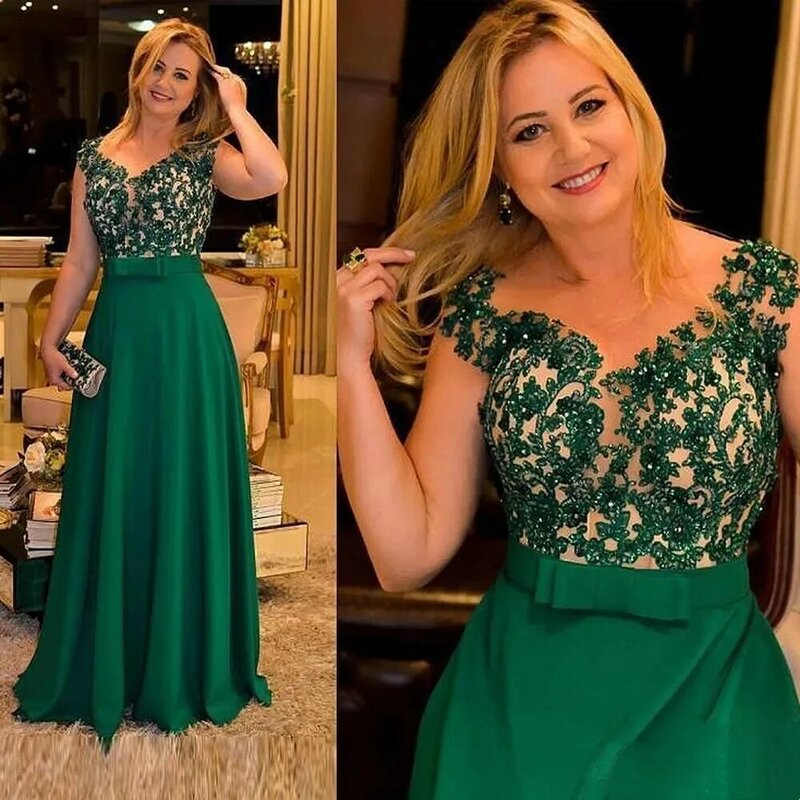 2022 Alicerb elegancka ciemna zielona koronkowa sukienki dla matki panny młodej długość podłogi wesele kobiety formalne suknie wieczorowe na bal