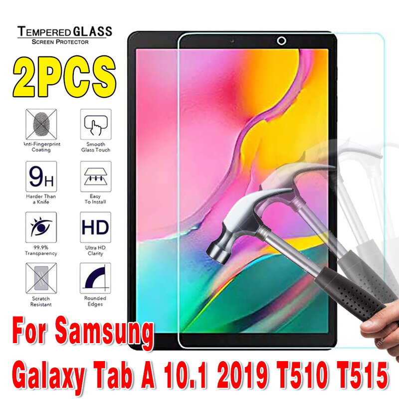 2Pcs Gehard Glas Screen Protector Voor Samsung Galaxy Tab Een 10.1 2019 SM-T510 SM-T515 Bubble Gratis Beschermende Film