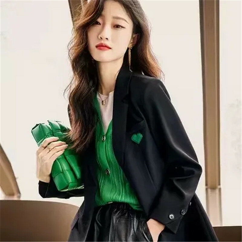 Chaqueta de traje de estilo coreano para mujer, abrigo holgado de alta gama, Tops de moda para mujer, primavera y otoño, 2024