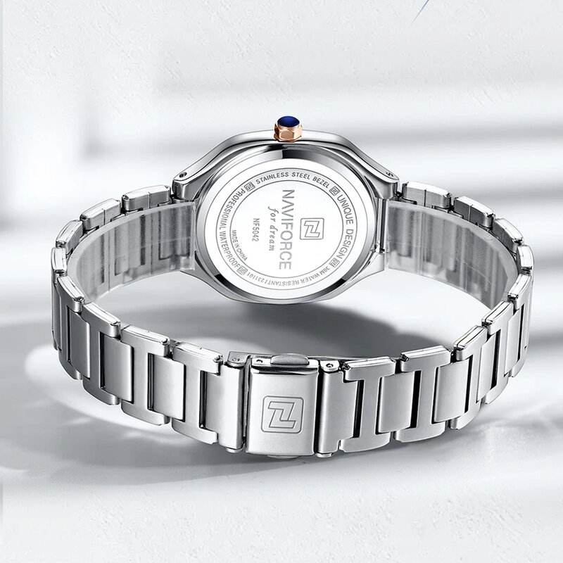 Navi force Luxus Damen uhr quadratisches Zifferblatt Quarz wasserdicht mit Edelstahl armband Armbanduhr Damen kleid Stil Uhr