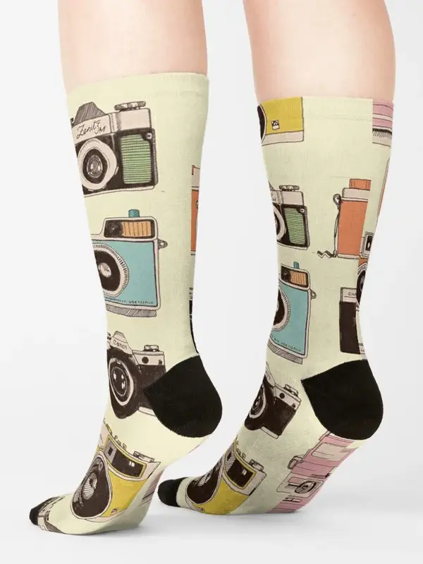Vintage Kamera Socken rutsch feste bewegliche Strümpfe Luxus Blumen Designer Mann Socken Frauen