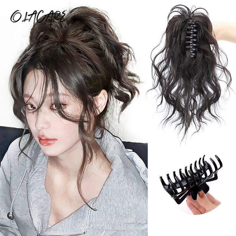 OLACARE Synthetic Claw Clip Ponytail Braid Hair Extensions Long Wavy Curly Hair Natural Curly Hair Tail Ponny Tail For Women